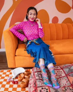 Desert Disco Black Sheer Crew Sock New