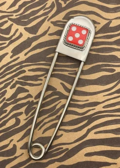Dice Jumbo Safety Pin Keychain Red Hot