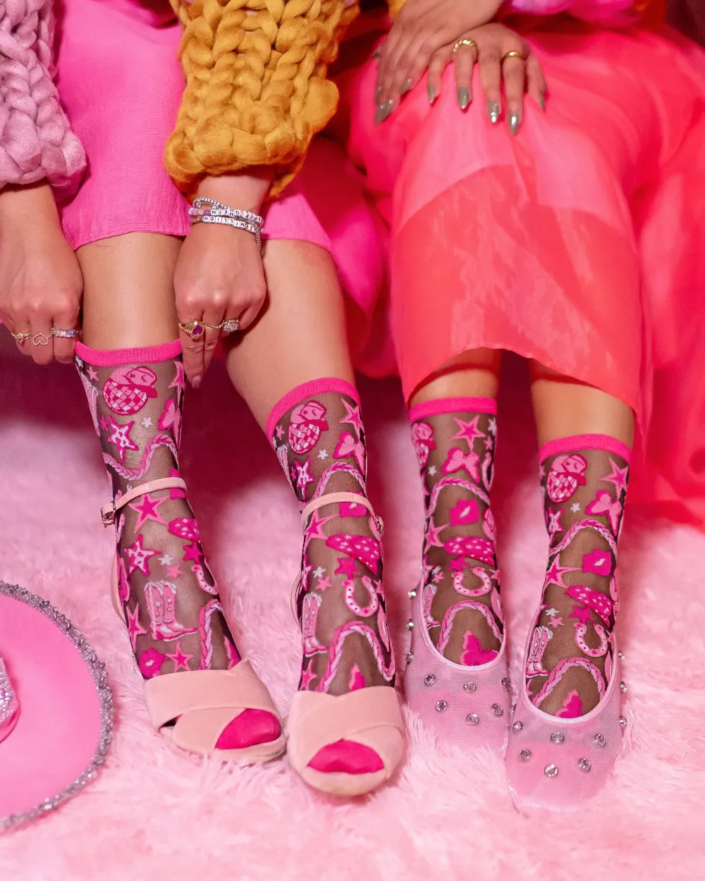 Disco Barbie Black Sheer Crew Sock Best