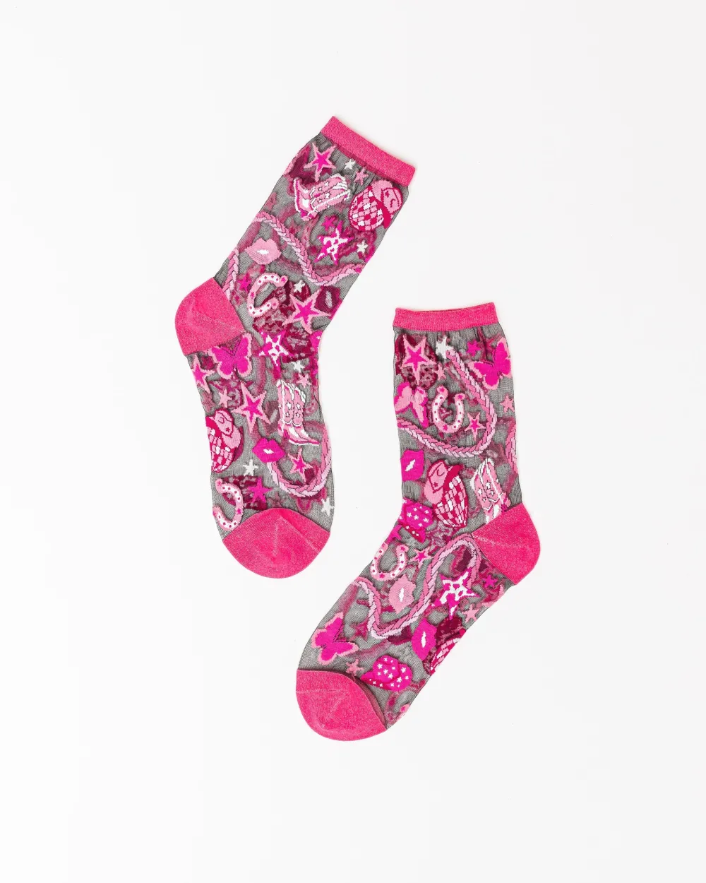 Disco Barbie Black Sheer Crew Sock Best