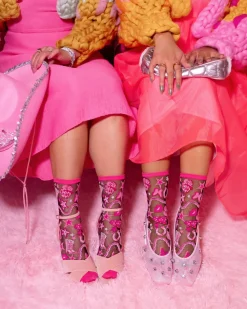 Disco Barbie Black Sheer Crew Sock Best