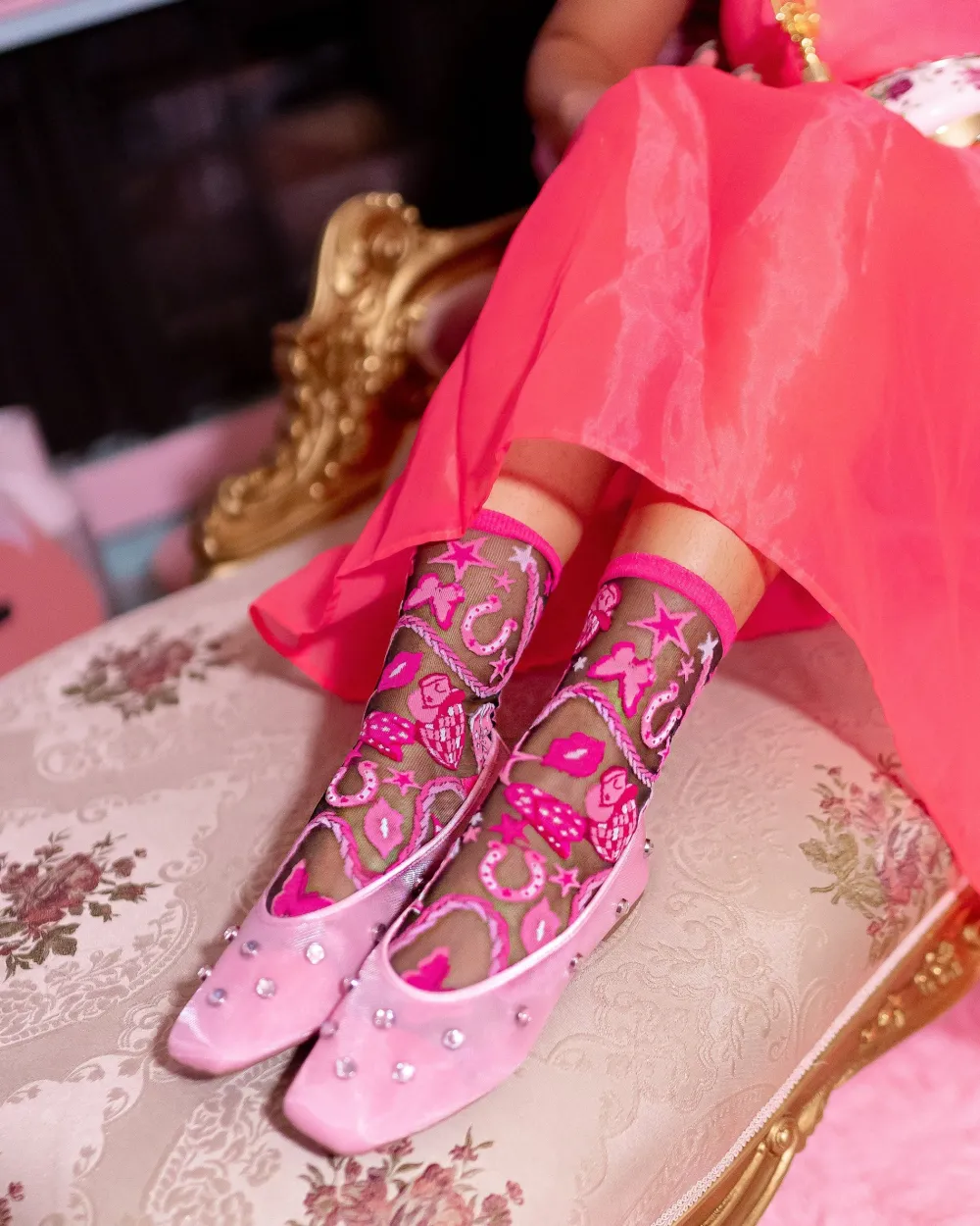 Disco Barbie Black Sheer Crew Sock Best