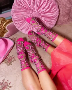 Disco Barbie Black Sheer Crew Sock Best