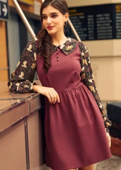 Doo-Wop Daydreamer Contrast Dress Velvet Vine Discount