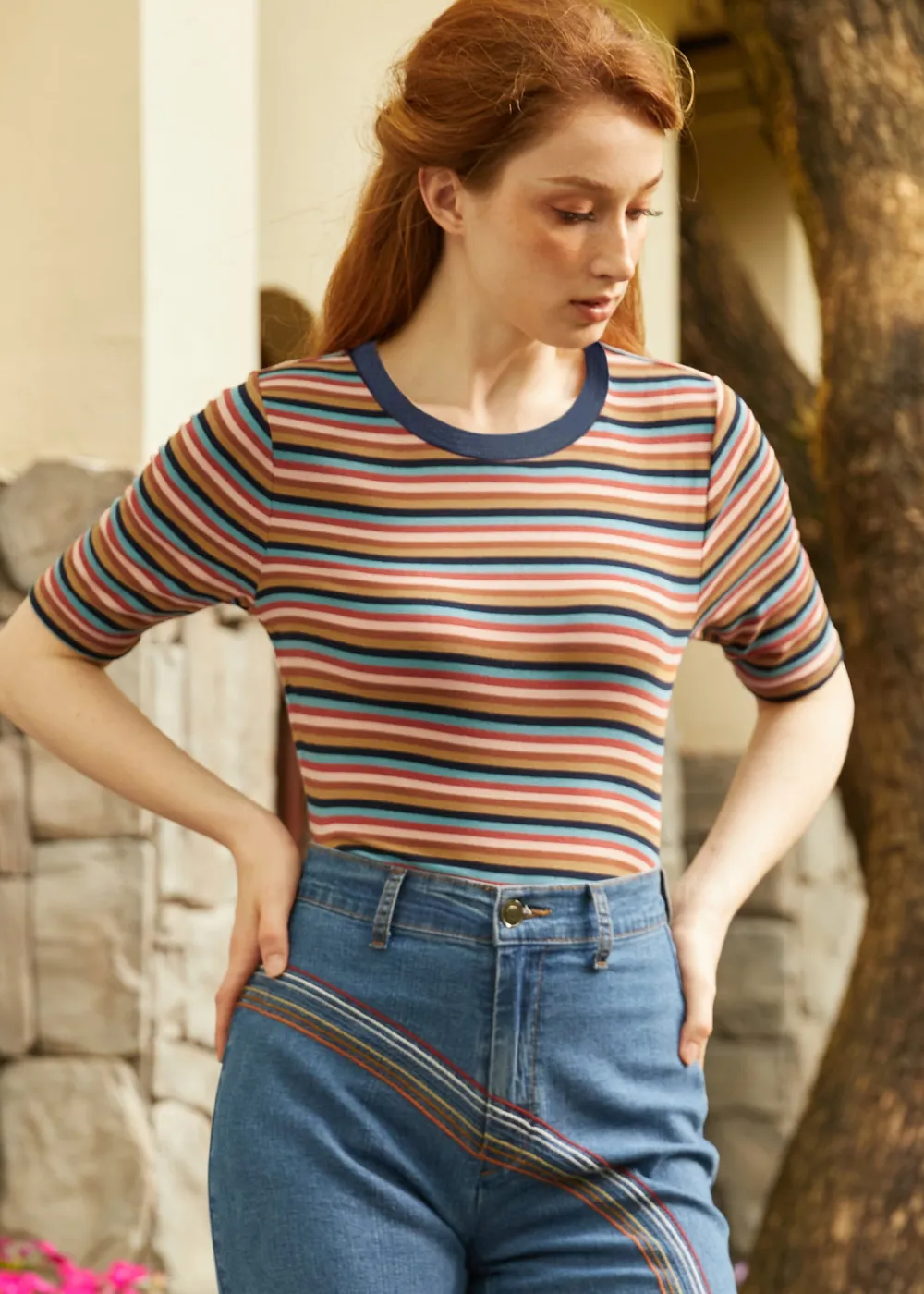 Doo-Wop Dazzler Scoopneck Tee Shagadelic Stripe Clearance