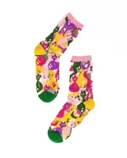 Dopamine Cats Sheer Crew Sock Clearance