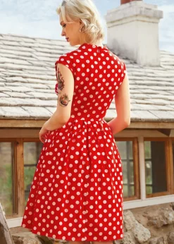 Dotted Darling Fit & Flare Dress Red Polka Dot Discount