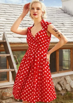 Dotted Darling Fit & Flare Dress Red Polka Dot Discount