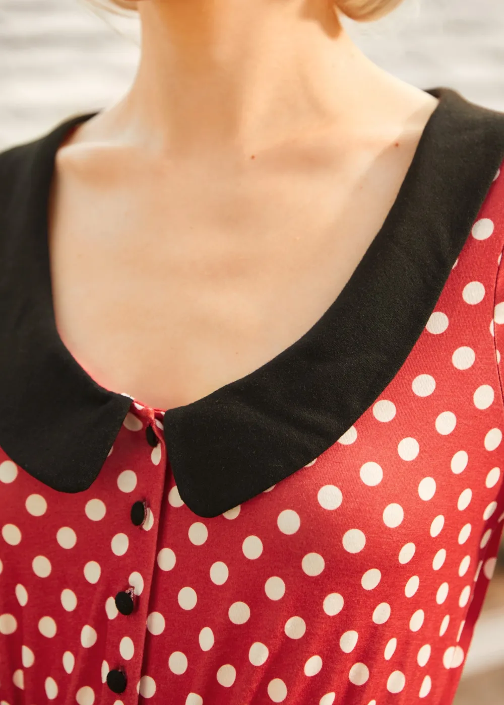 Dottie Delight Collared Dress Red Polka Dot Hot