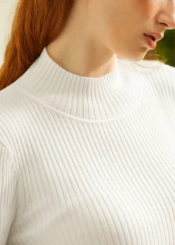 BTC Downtown Dreamer Ribbed Turtleneck Moonlit Pearl New