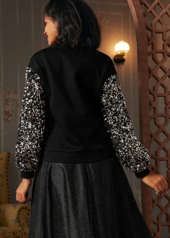 Dressed to Impress Sequin Sweatshirt Classic Noir Clearance