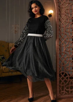 Dressed to Impress Sequin Sweatshirt Classic Noir Clearance