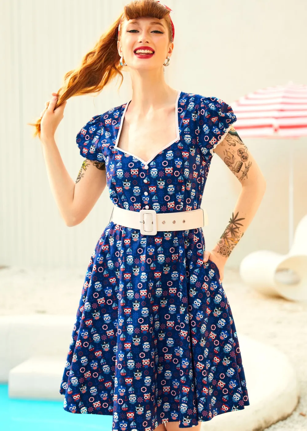 Drive In Delight Fit & Flare Dress Holler & Hoot Hot