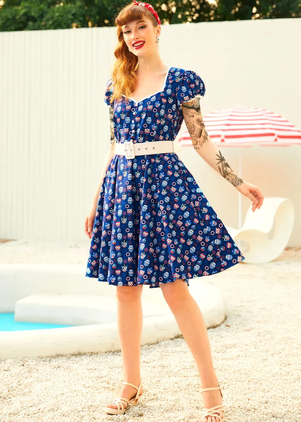 Drive In Delight Fit & Flare Dress Holler & Hoot Hot