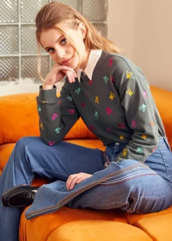 BTC Drive-In Diva Collar Sweatshirt Stormy Shadow Clearance