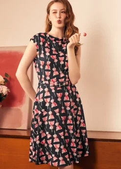 BTC Eclipse Elegance Fit & Flare Dress Panther Shade Clearance