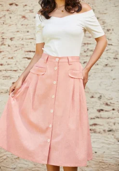ModCloth Effortless Feature A-Line Skirt Peach Sale