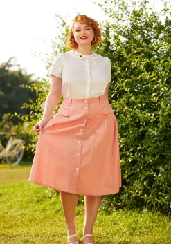 ModCloth Effortless Feature A-Line Skirt Peach Sale