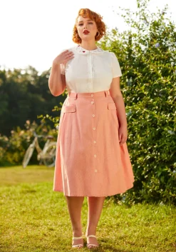 ModCloth Effortless Feature A-Line Skirt Peach Sale