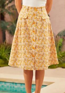 Effortless Feature Midi Skirt Golden Print