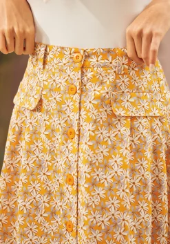 Effortless Feature Midi Skirt Golden Print