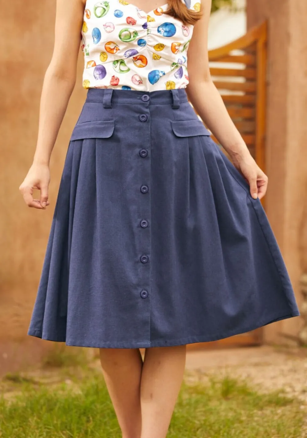 Effortless Feature Midi Skirt Navy