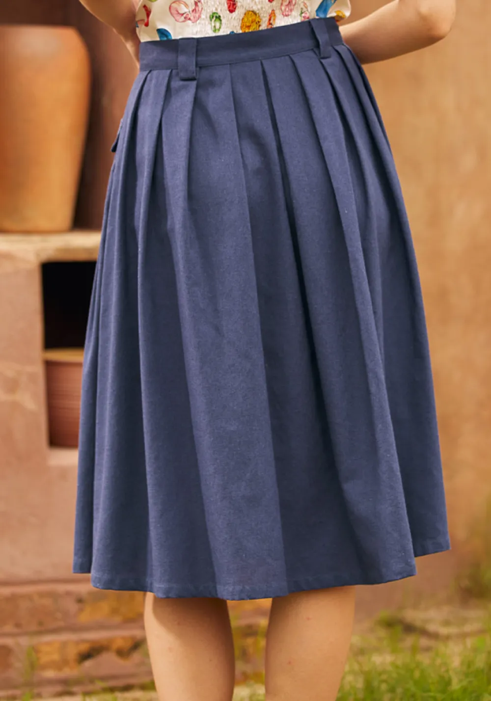 Effortless Feature Midi Skirt Navy