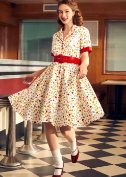 BTC Elegant Epoch Belted Shirtdress Rainbow Kisses Discount