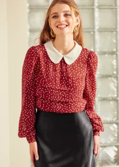 Essence of Every Era Pan Collar Blouse Marvelous Merlot Sale