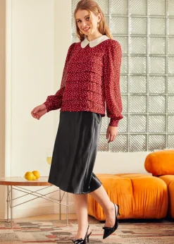 Essence of Every Era Pan Collar Blouse Marvelous Merlot Sale