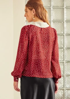 Essence of Every Era Pan Collar Blouse Marvelous Merlot Sale