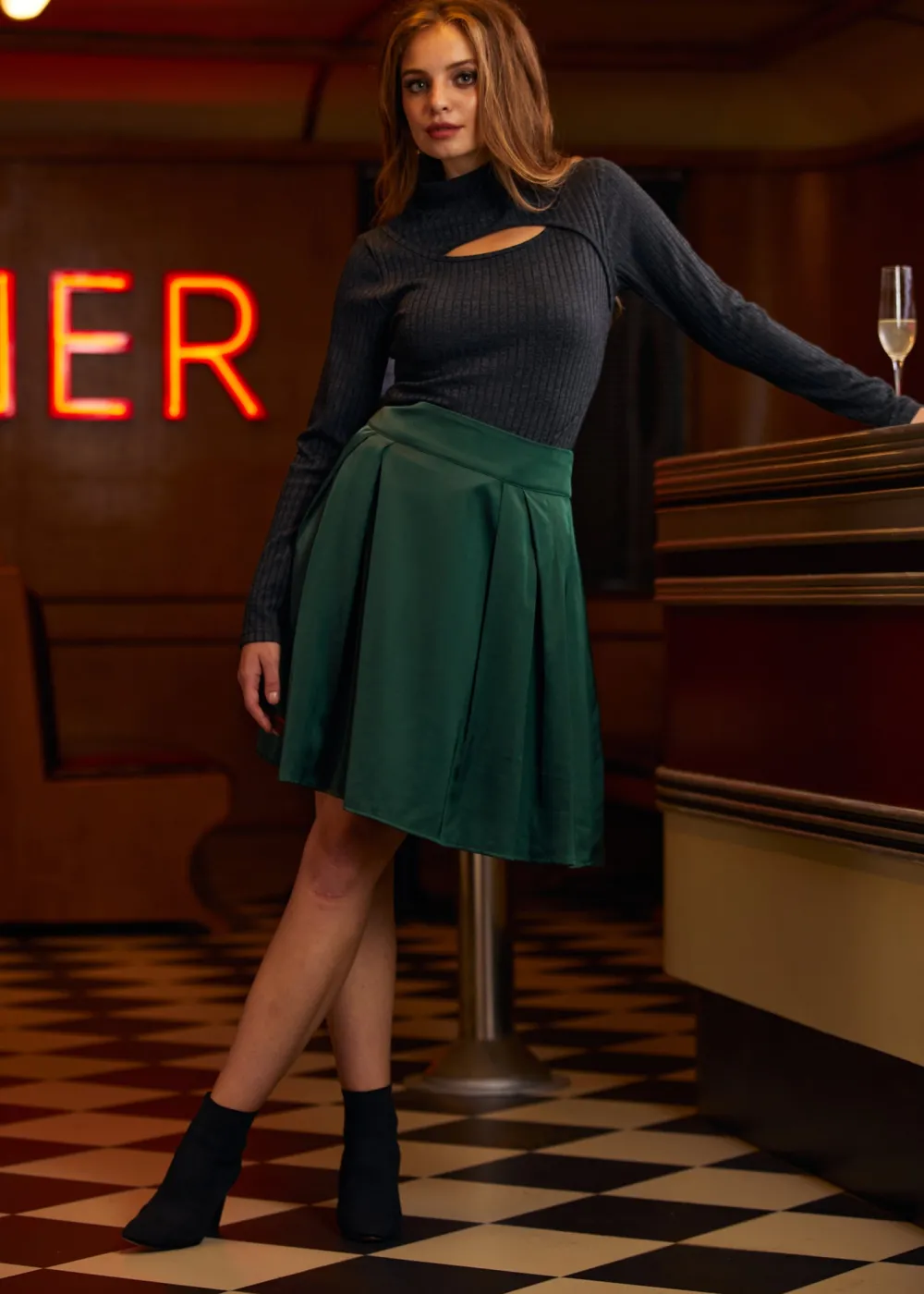 Everyday Enchantment Pleated Skirt Enchanting Emerald Discount