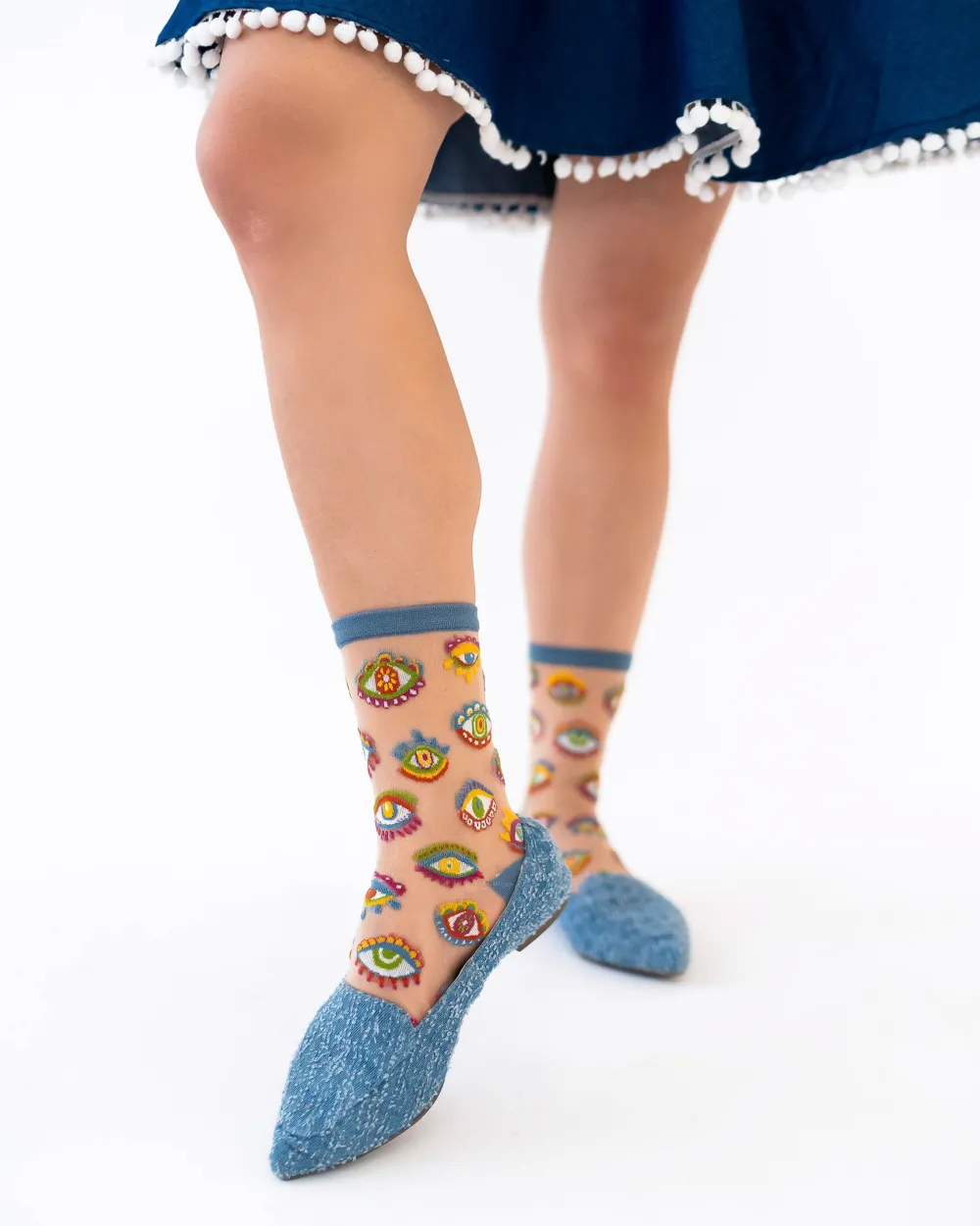Evil Eye Sheer Crew Sock Outlet