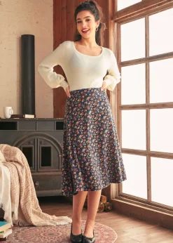 BTC Excellence Attained Knit Midi Skirt Midnight Meadow Outlet