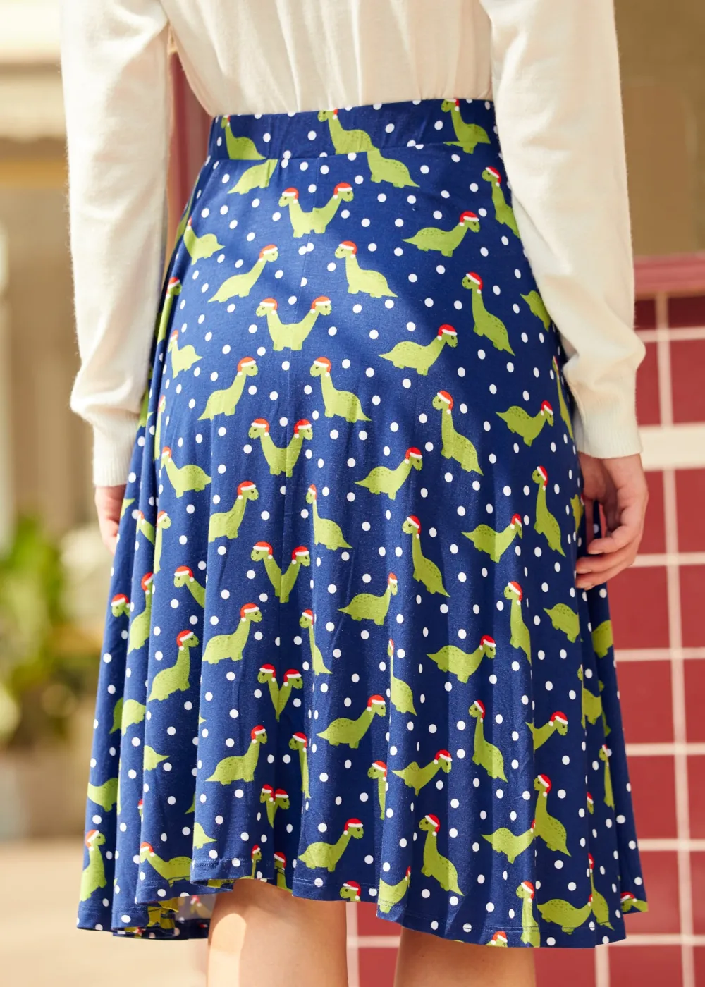 ModCloth Excellence Attained Knit Midi Skirt Navy Dino Sale