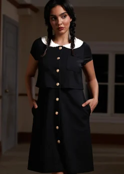 Falling for the Fall Equinox Collared Dress Bewitching Black New