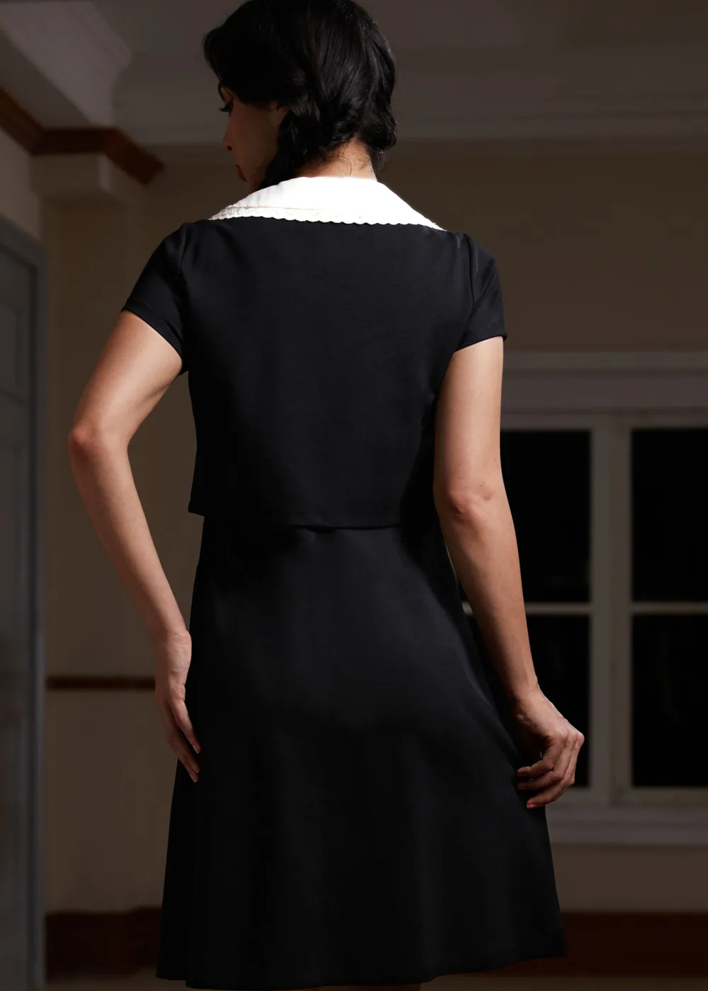 Falling for the Fall Equinox Collared Dress Bewitching Black New