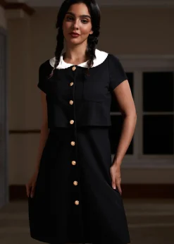 Falling for the Fall Equinox Collared Dress Bewitching Black New