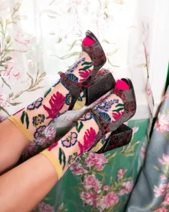 Festive Floral Sheer Crew Sock Discount