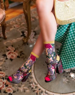 Festive Floral Sheer Crew Sock Discount
