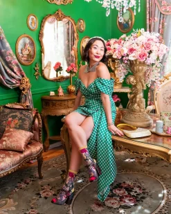 Festive Floral Sheer Crew Sock Discount