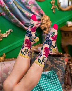 Festive Floral Sheer Crew Sock Discount