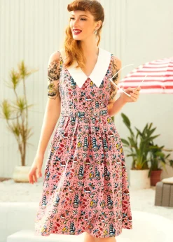 Find Me in Palm Springs Fit & Flare Dress Nautical Ink Sale