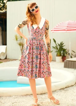 Find Me in Palm Springs Fit & Flare Dress Nautical Ink Sale