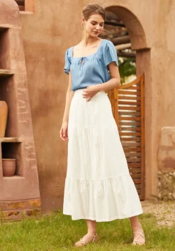 Fit To Be Tied Blouse Chambray Sale