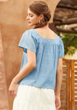 Fit To Be Tied Blouse Chambray Sale