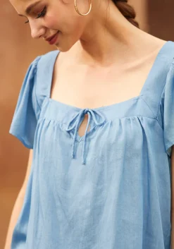 Fit To Be Tied Blouse Chambray Sale