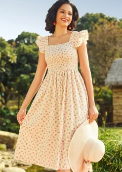 Flair and Square Babydoll Dress Coral Charm Best