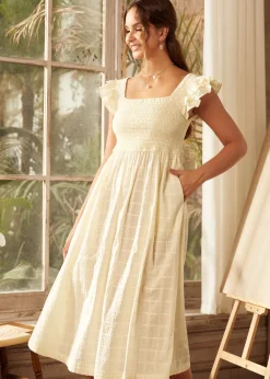 BTC Flair and Square Babydoll Dress White Outlet