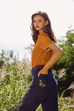 Flower Child Embroidered Jean New